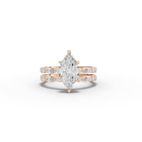 2.23 Ct Double Eternity Band Marquise Ring Set
