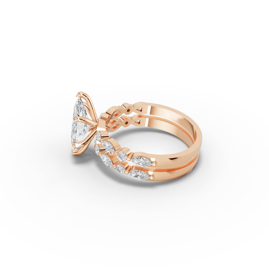 2.23 Ct Double Eternity Band Marquise Ring Set