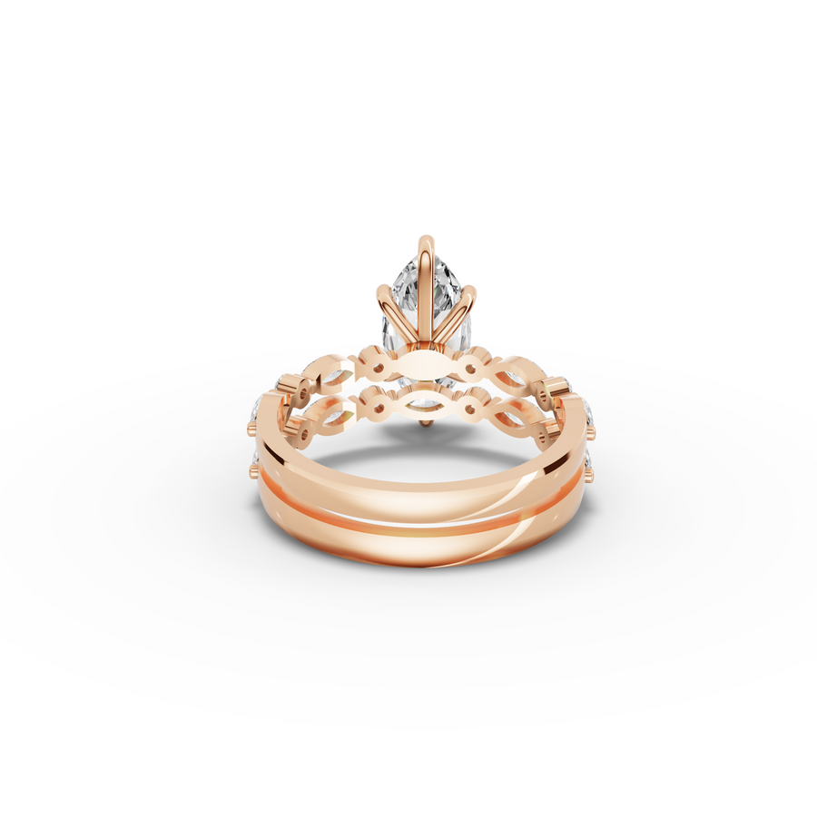 2.23 Ct Double Eternity Band Marquise Ring Set