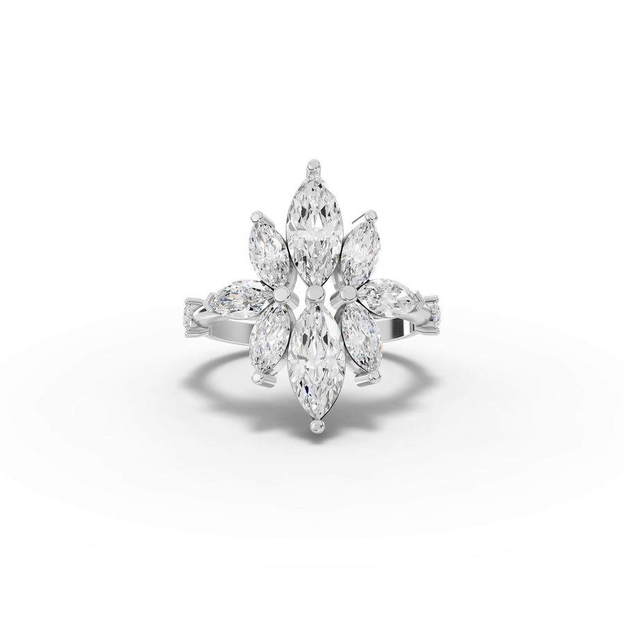 2.08 Ct Floral Marquise Diamond Statement Ring