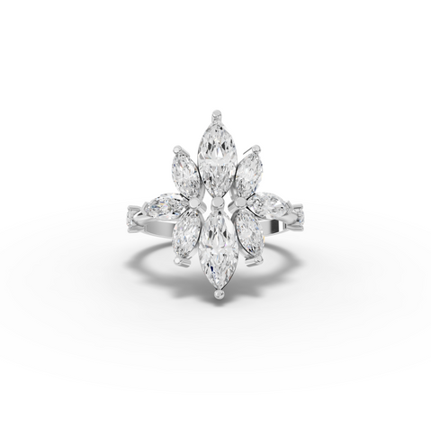 2.08 Ct Floral Marquise Diamond Statement Ring