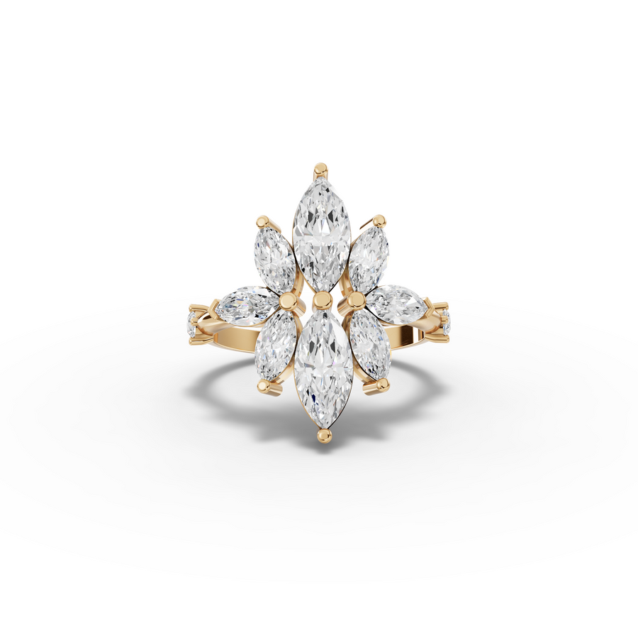2.08 Ct Floral Marquise Diamond Statement Ring