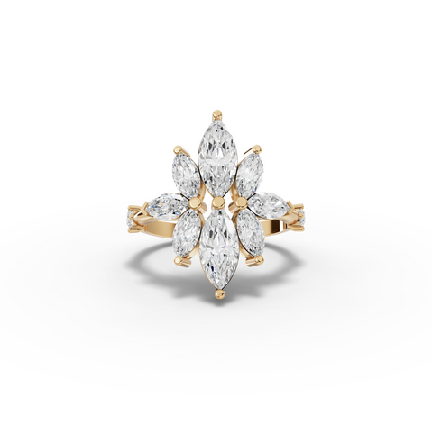 2.08 Ct Floral Marquise Diamond Statement Ring