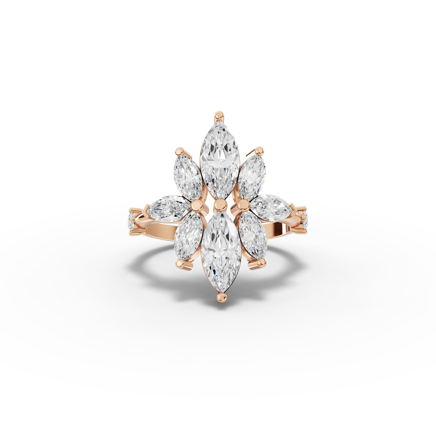 2.08 Ct Floral Marquise Diamond Statement Ring