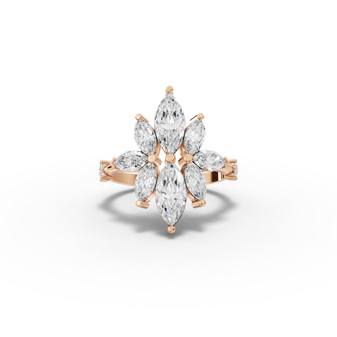2.08 Ct Floral Marquise Diamond Statement Ring