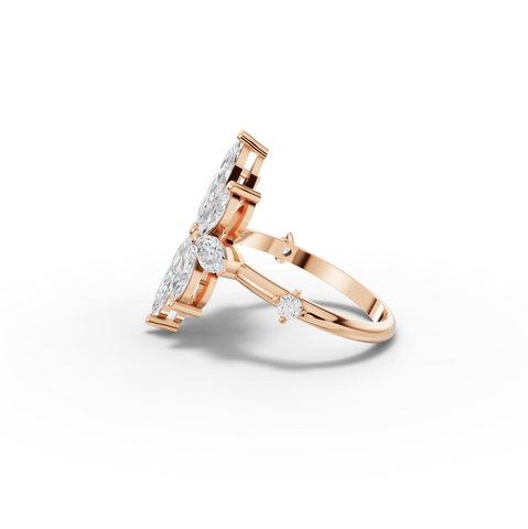 2.08 Ct Floral Marquise Diamond Statement Ring