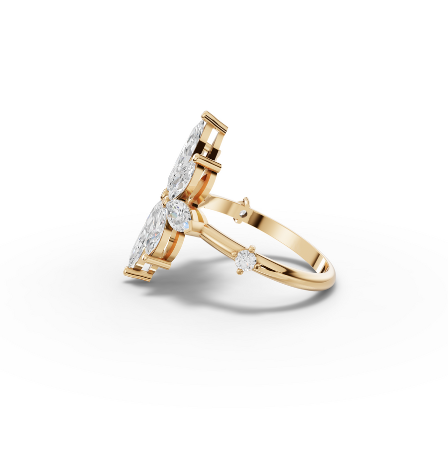 2.08 Ct Floral Marquise Diamond Statement Ring
