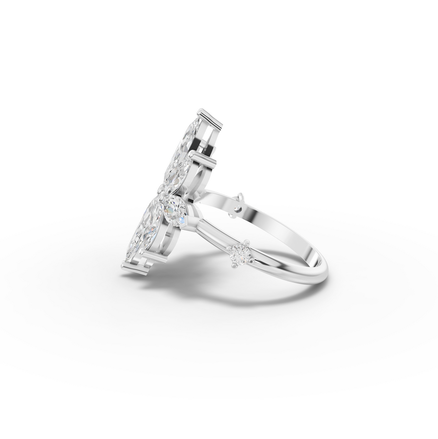 2.08 Ct Floral Marquise Diamond Statement Ring