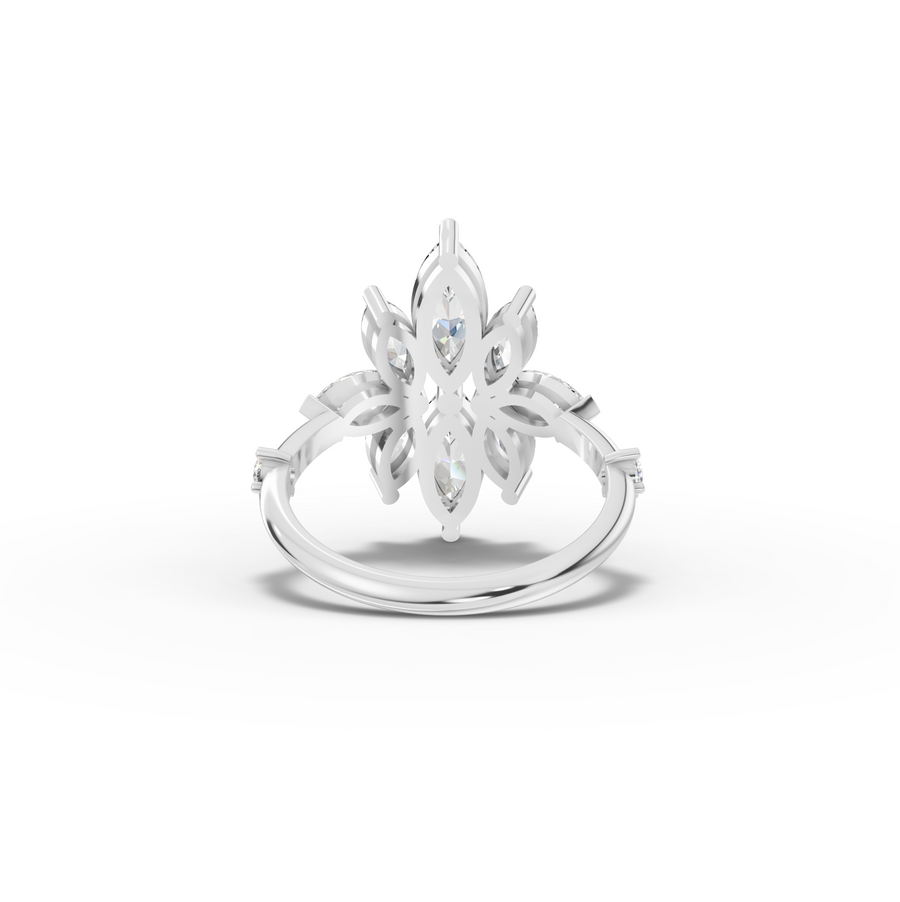 2.08 Ct Floral Marquise Diamond Statement Ring
