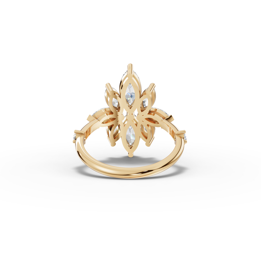 2.08 Ct Floral Marquise Diamond Statement Ring