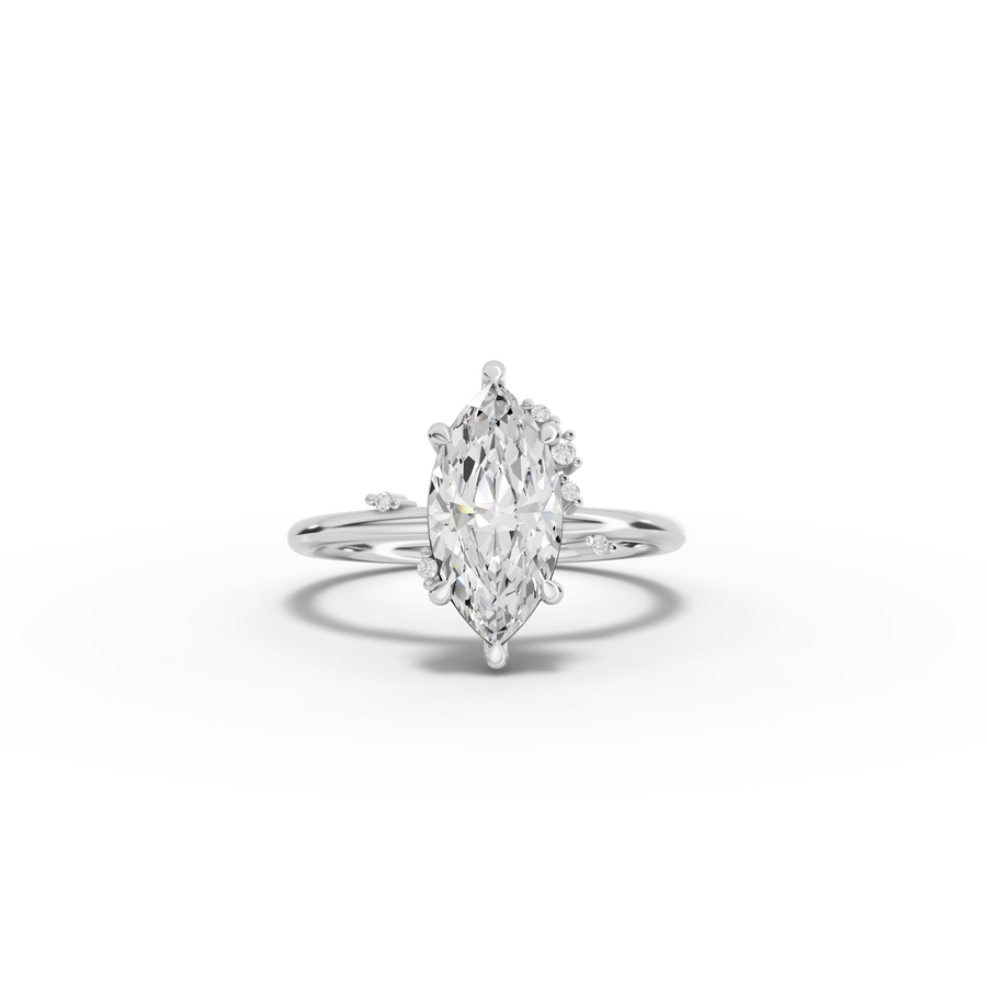 1.52 Ct Marquise Solitaire with Side Diamond Ring