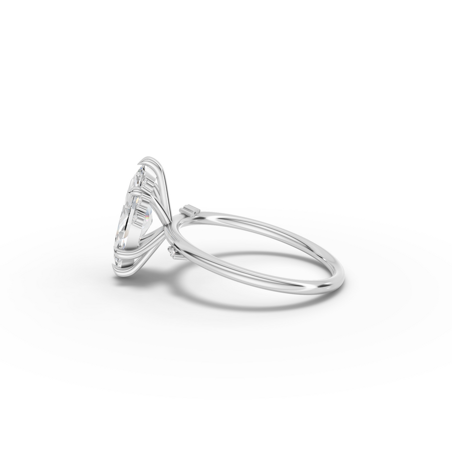1.52 Ct Marquise Solitaire with Side Diamond Ring
