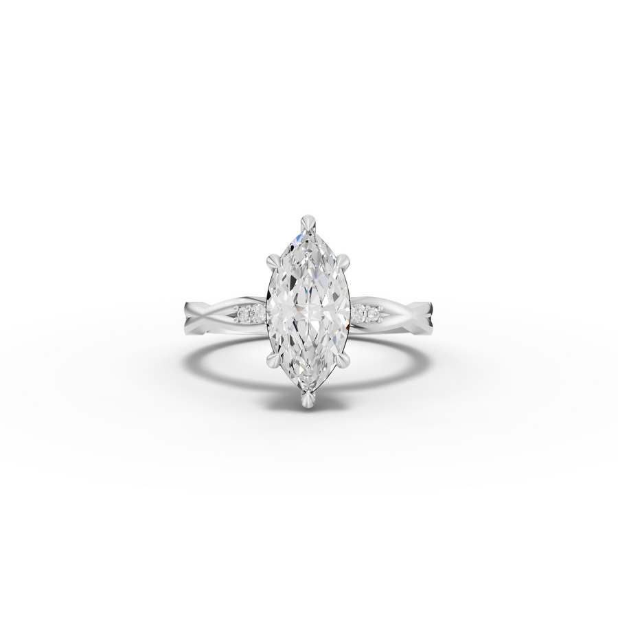 1.53 Ct Marquise Diamond Twisted Band Engagement Ring
