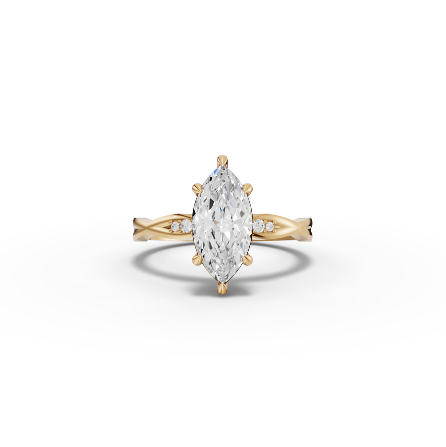 1.53 Ct Marquise Diamond Twisted Band Engagement Ring