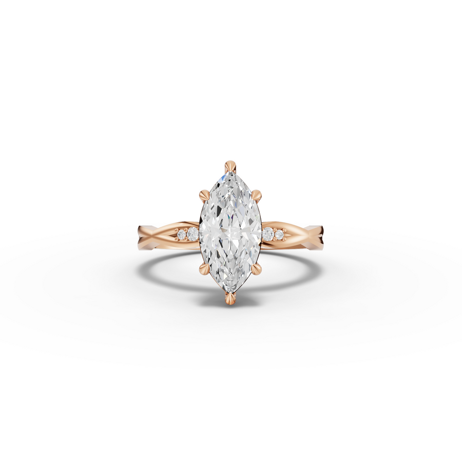 1.53 Ct Marquise Diamond Twisted Band Engagement Ring