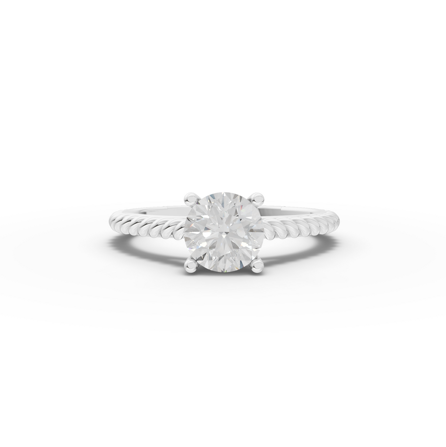 1.00 Ct Round Diamond Rope Band Solitaire Ring