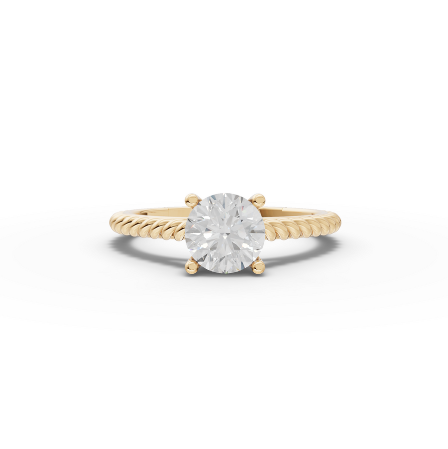 1.00 Ct Round Diamond Rope Band Solitaire Ring