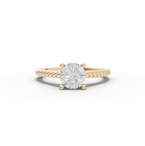 1.00 Ct Round Diamond Rope Band Solitaire Ring