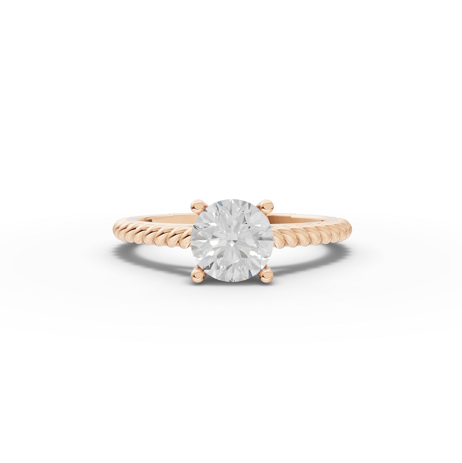 1.00 Ct Round Diamond Rope Band Solitaire Ring
