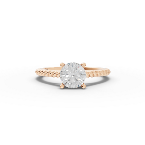 1.00 Ct Round Diamond Rope Band Solitaire Ring