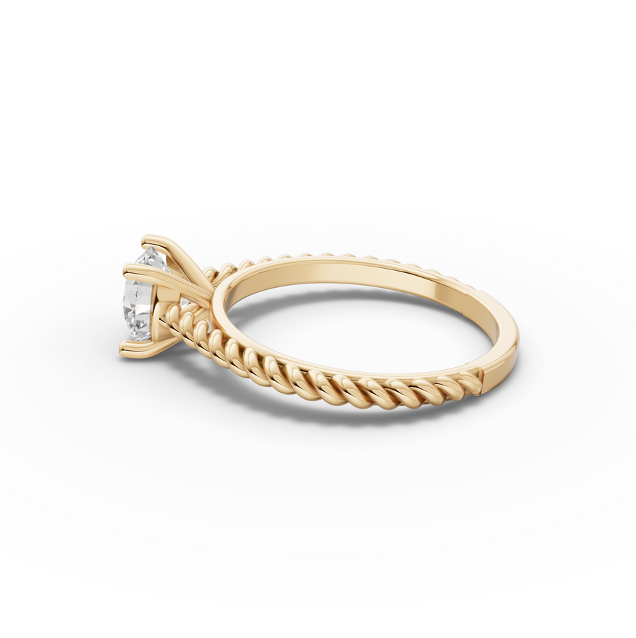 1.00 Ct Round Diamond Rope Band Solitaire Ring