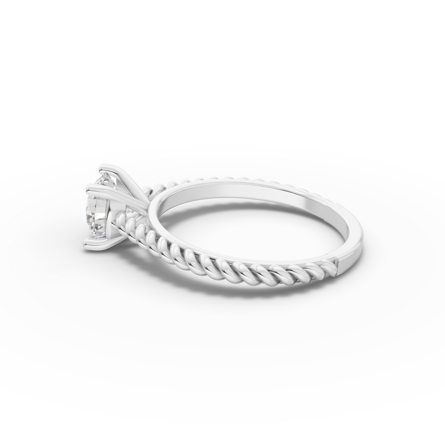 1.00 Ct Round Diamond Rope Band Solitaire Ring