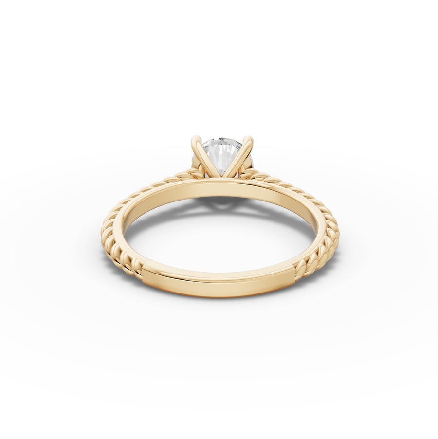 1.00 Ct Round Diamond Rope Band Solitaire Ring