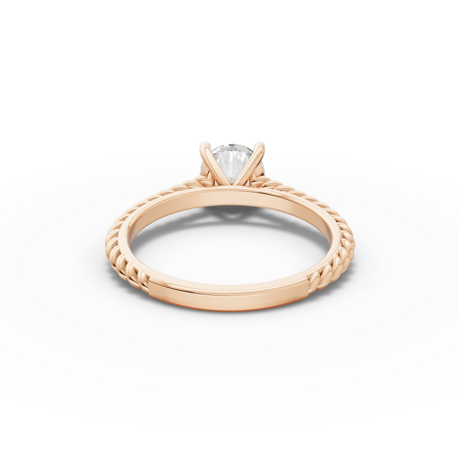 1.00 Ct Round Diamond Rope Band Solitaire Ring
