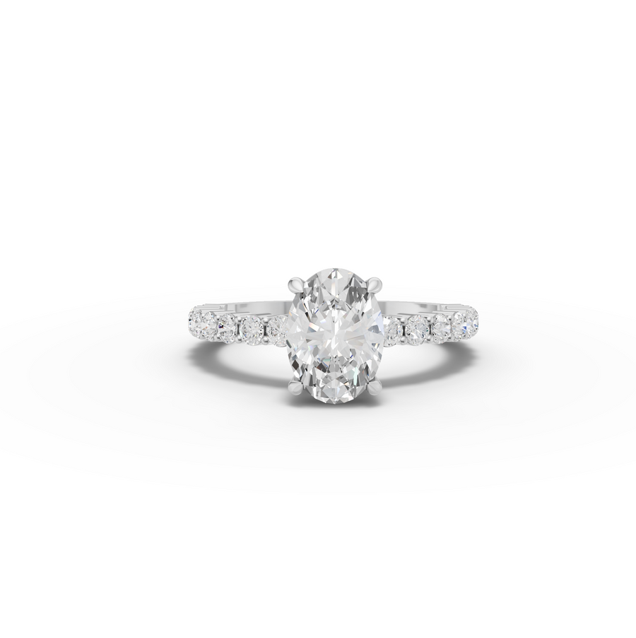 2.19 Ct Oval Hidden Halo With Side Stone Ring