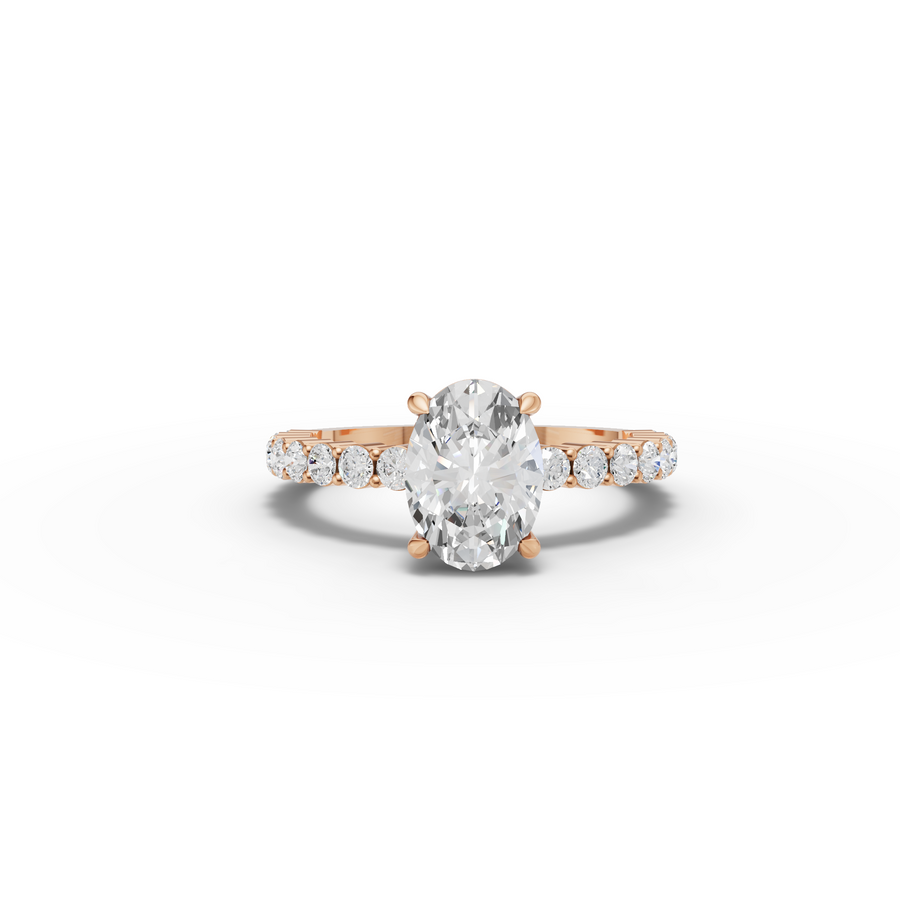 2.19 Ct Oval Hidden Halo With Side Stone Ring