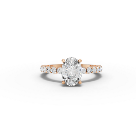 2.19 Ct Oval Hidden Halo With Side Stone Ring