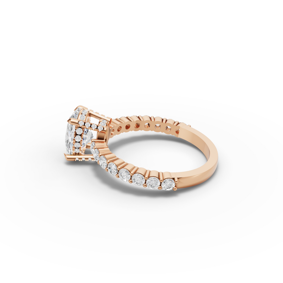 2.19 Ct Oval Hidden Halo With Side Stone Ring