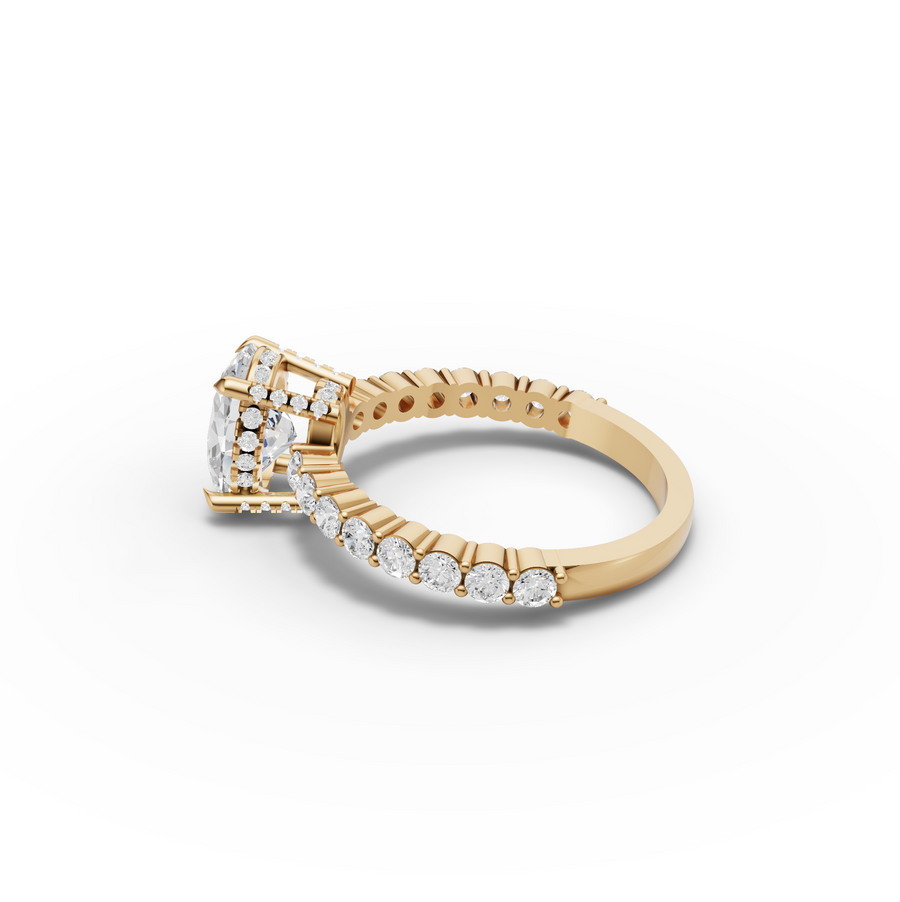 2.19 Ct Oval Hidden Halo With Side Stone Ring
