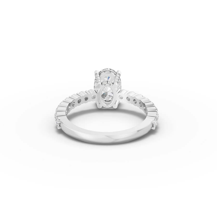 2.19 Ct Oval Hidden Halo With Side Stone Ring