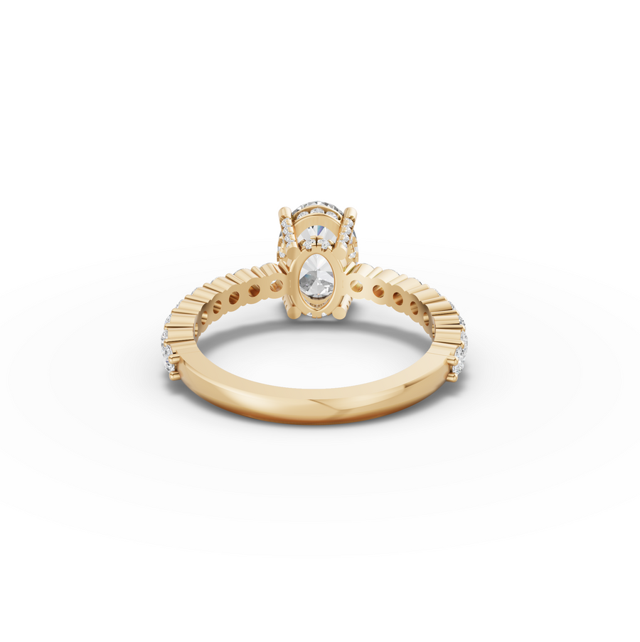 2.19 Ct Oval Hidden Halo With Side Stone Ring