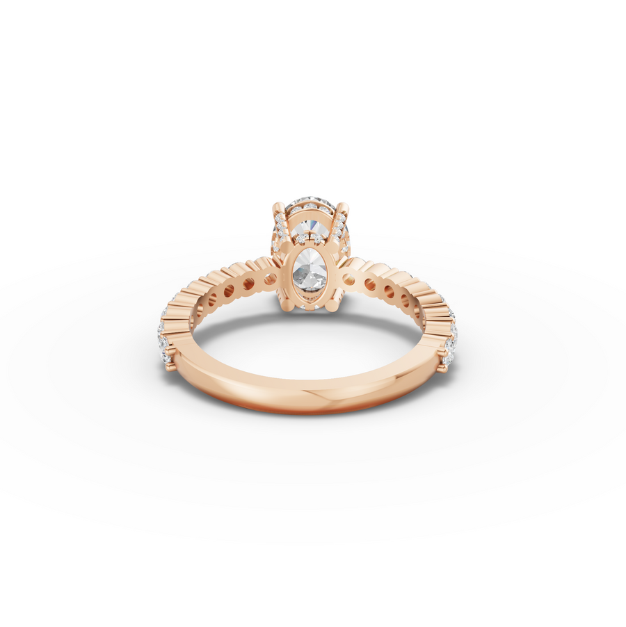 2.19 Ct Oval Hidden Halo With Side Stone Ring