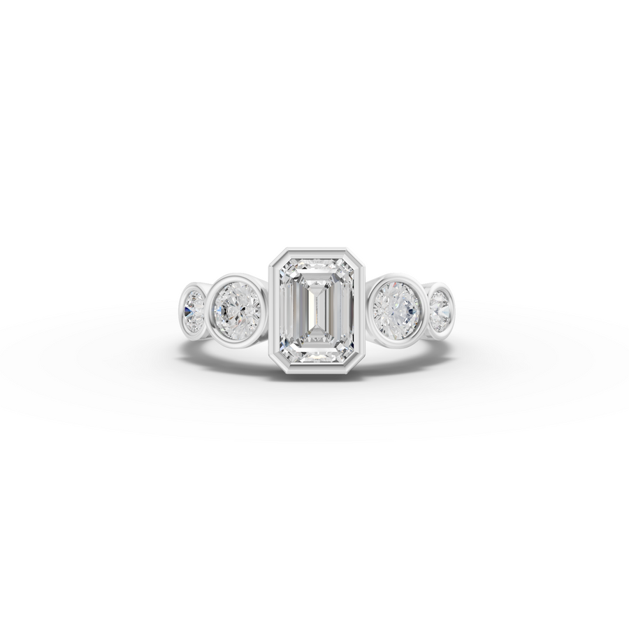 1.68 Emerald With Side Stone Engagement Ring