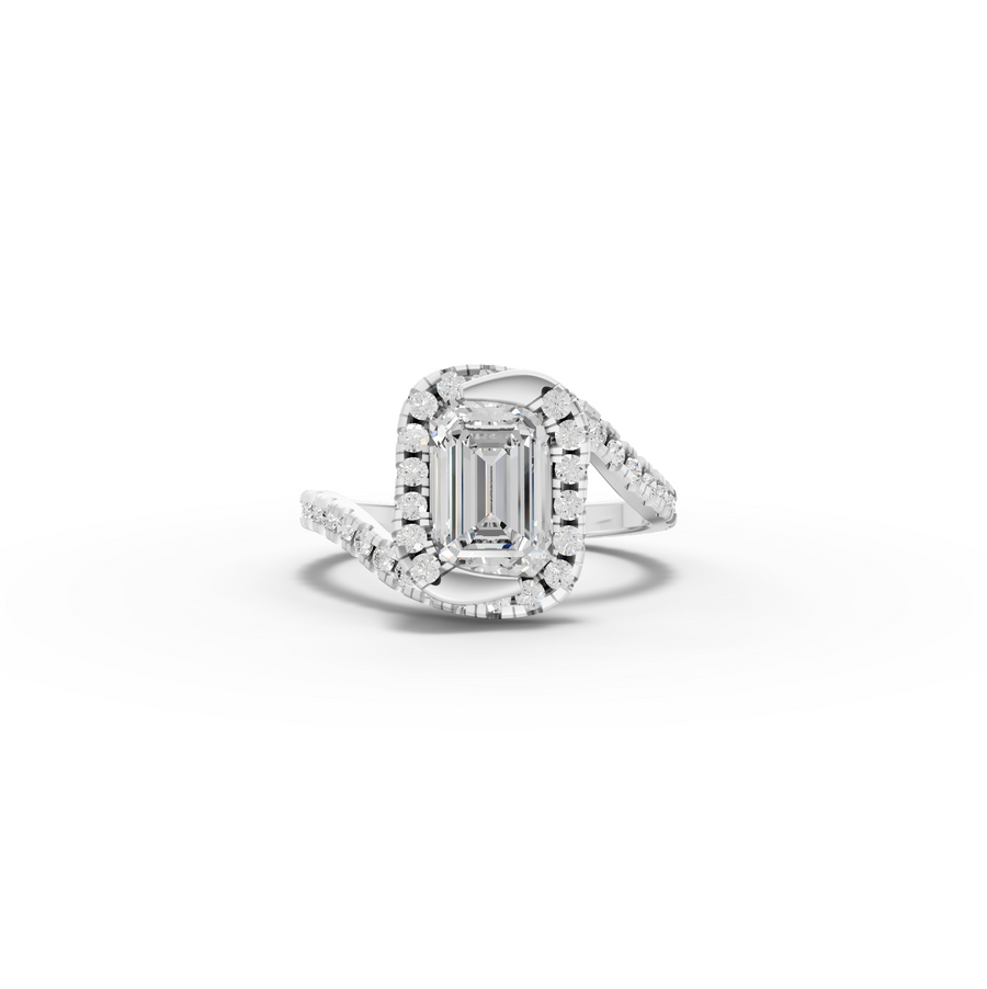2.68 Ct Emerald Halo Wrap Engagement Ring