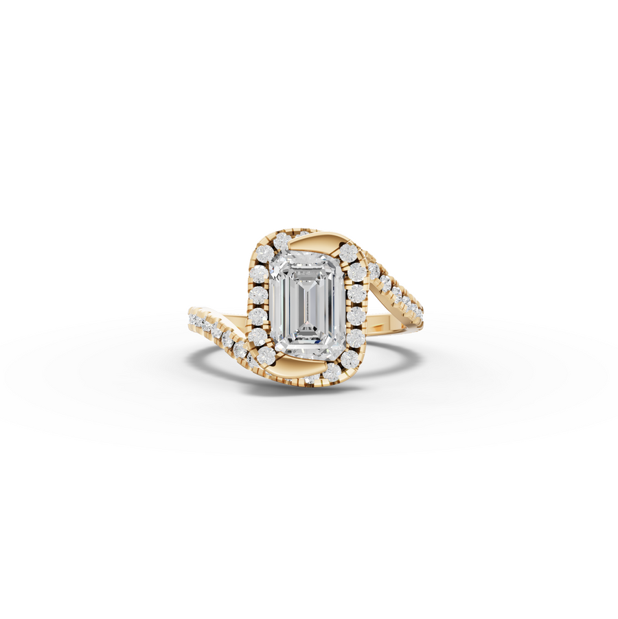 2.68 Ct Emerald Halo Wrap Engagement Ring