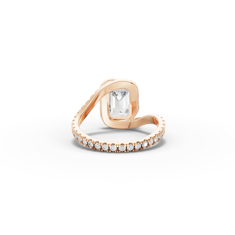 2.68 Ct Emerald Halo Wrap Engagement Ring