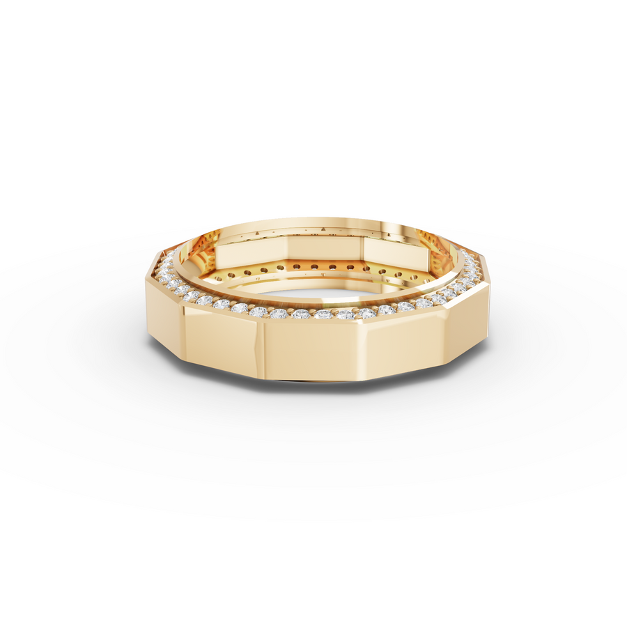 0.56 Ct Bezel Emerald Diamond with Pavé Channel Ring