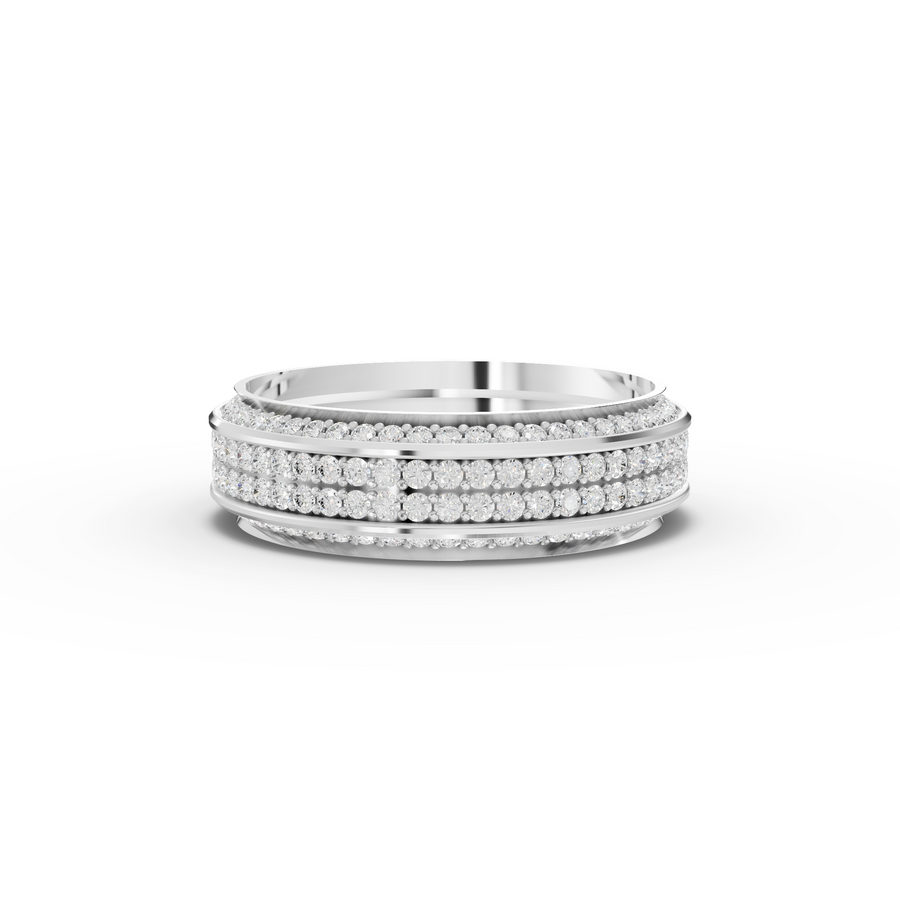 0.91 Ct Triple Row Diamond Wedding Band