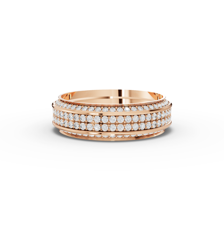 0.91 Ct Triple Row Diamond Wedding Band