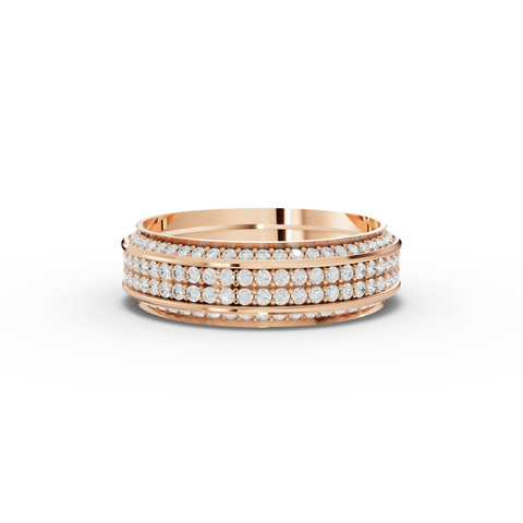 0.91 Ct Triple Row Diamond Wedding Band