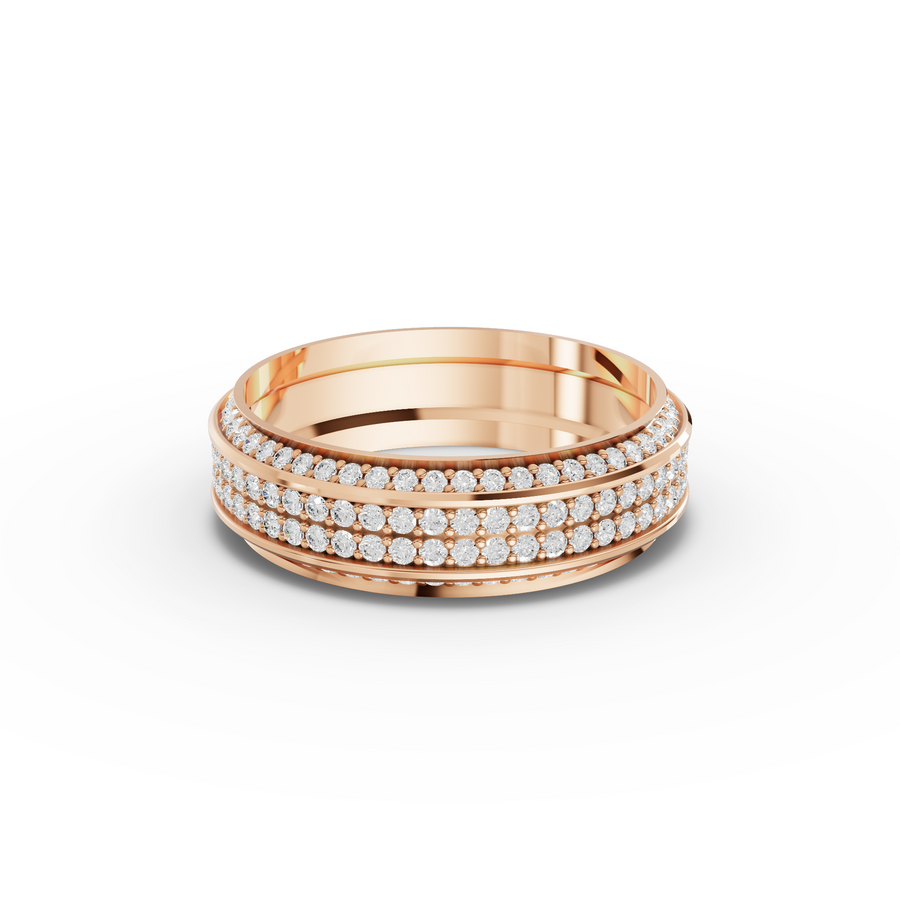 0.91 Ct Triple Row Diamond Wedding Band