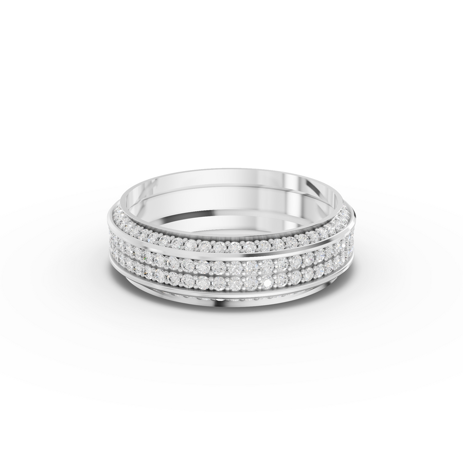 0.91 Ct Triple Row Diamond Wedding Band