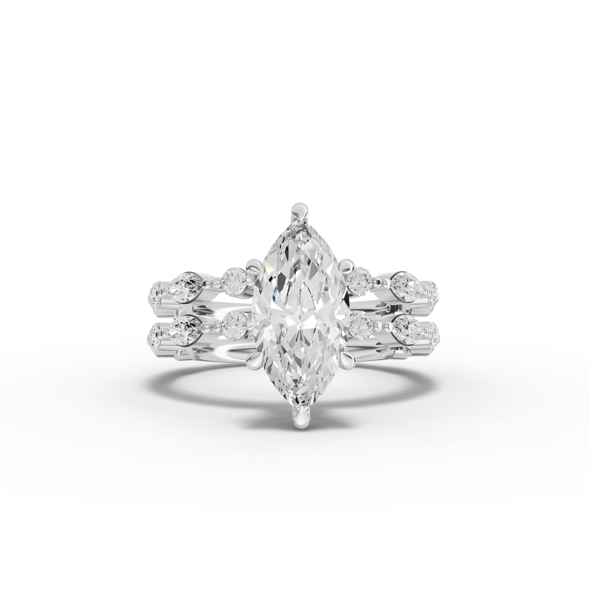 2.32 Ct Marquise With Side Diamond Band Ring