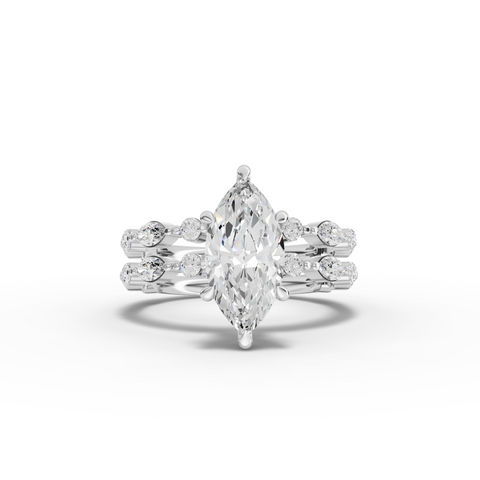 2.32 Ct Marquise With Side Diamond Band Ring