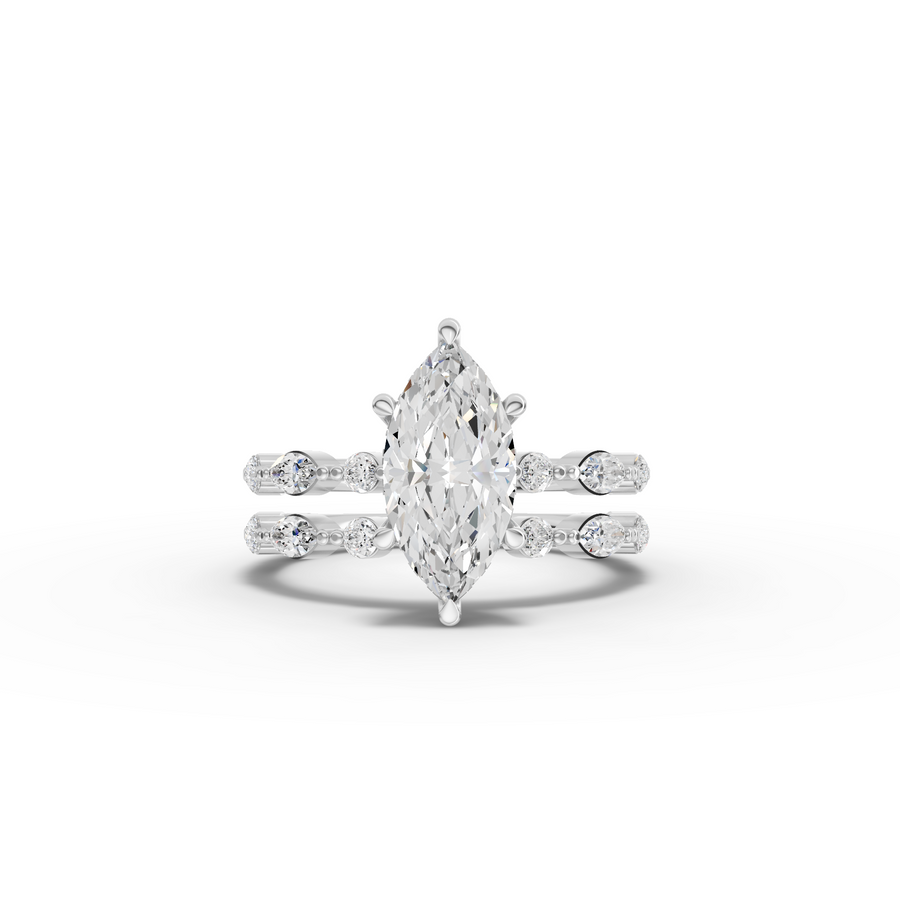 2.37 Ct Marquise Diamond Double Row Engagement Ring