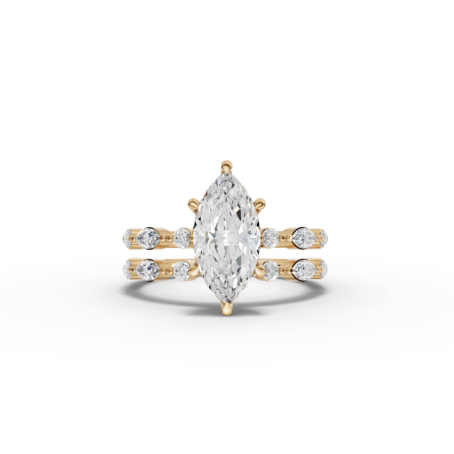 2.37 Ct Marquise Diamond Double Row Engagement Ring